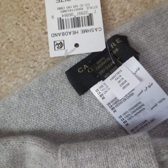 Women's Charter Club Cashmere Headband 100% Cashmere Bow Design O/S Light Gray - Picture 8 of 9